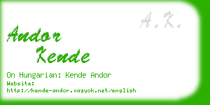 andor kende business card